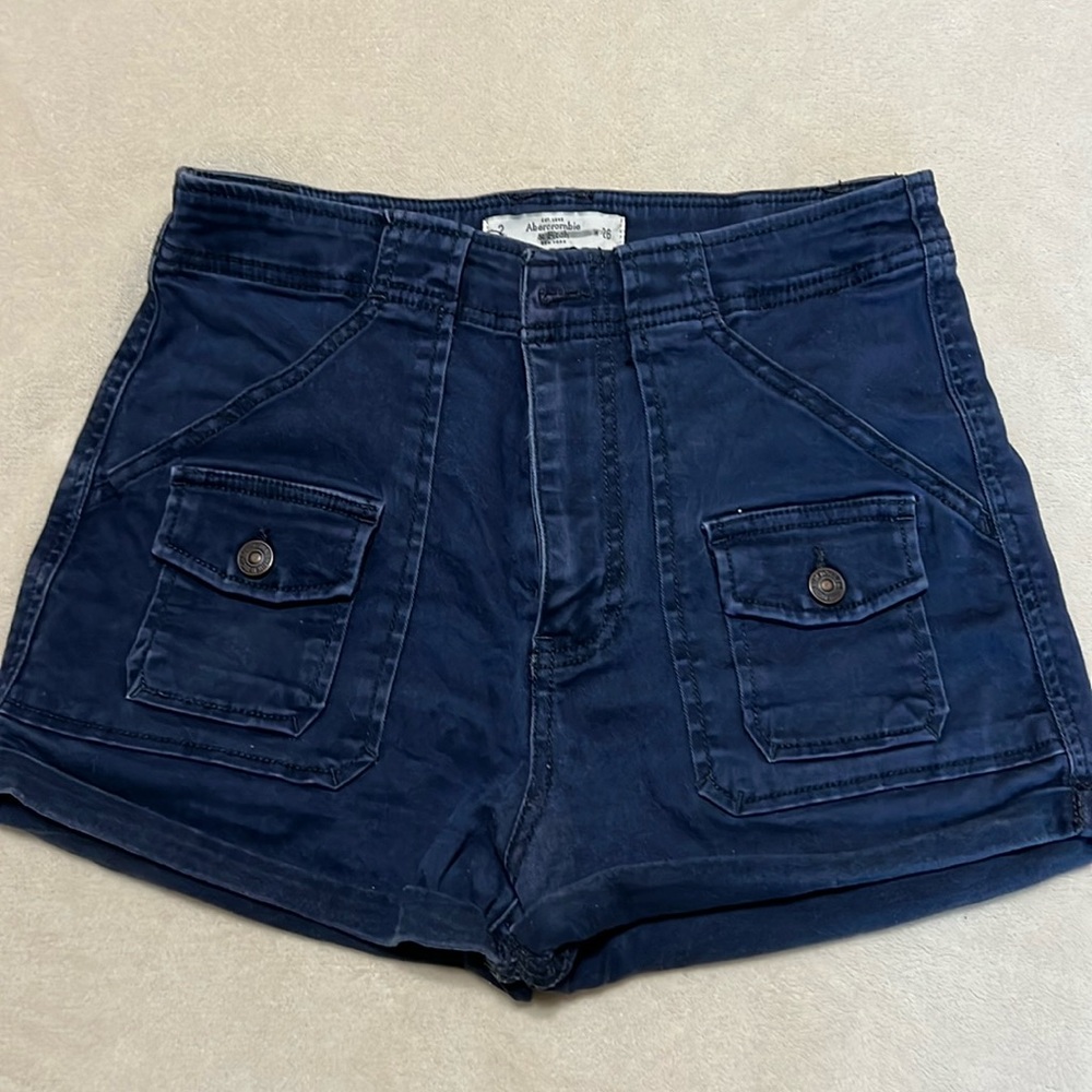 Abercrombie Sz 2/26 blue cargo jean shorts